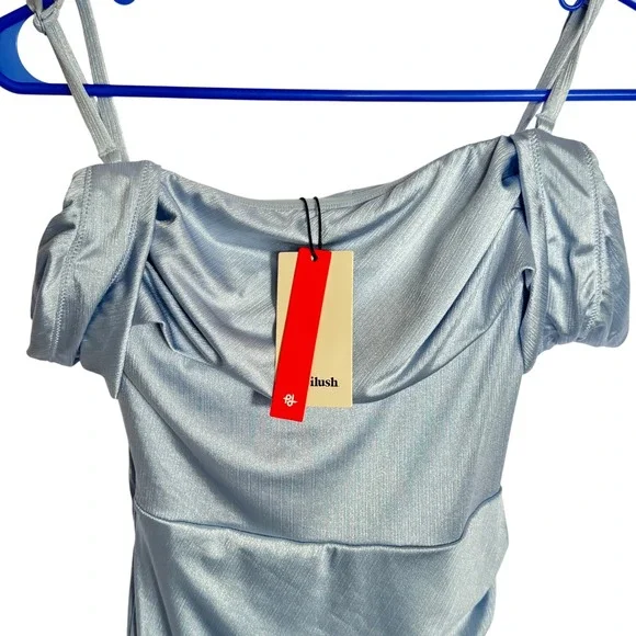 NWT Popilush Light Blue Multiway Shapewear Maxi Dress Off Shoulder Small - Picture 10 of 12